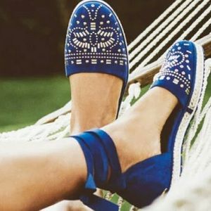 Stuart Weitzman Blue CousCous Espadrille Sandal